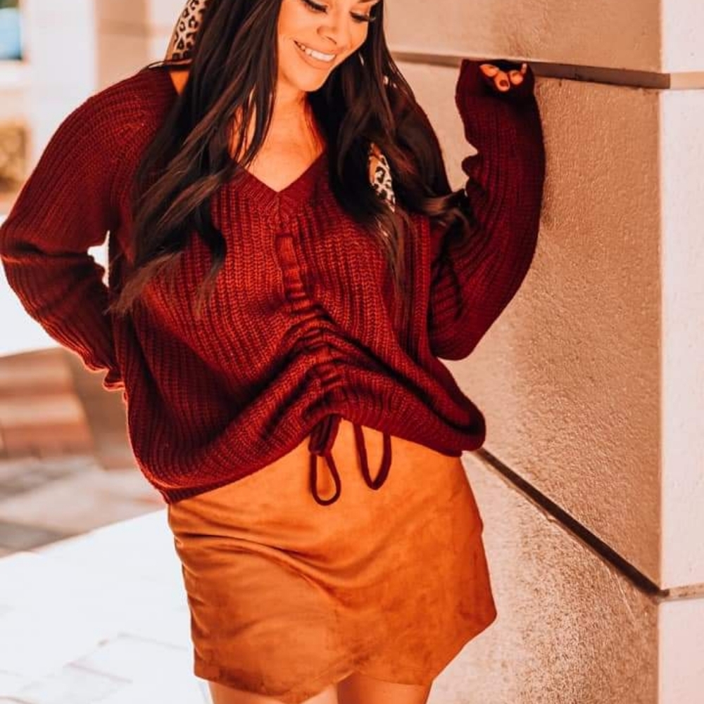 WINE V-NECK SWEATER - Picture 2 of 4